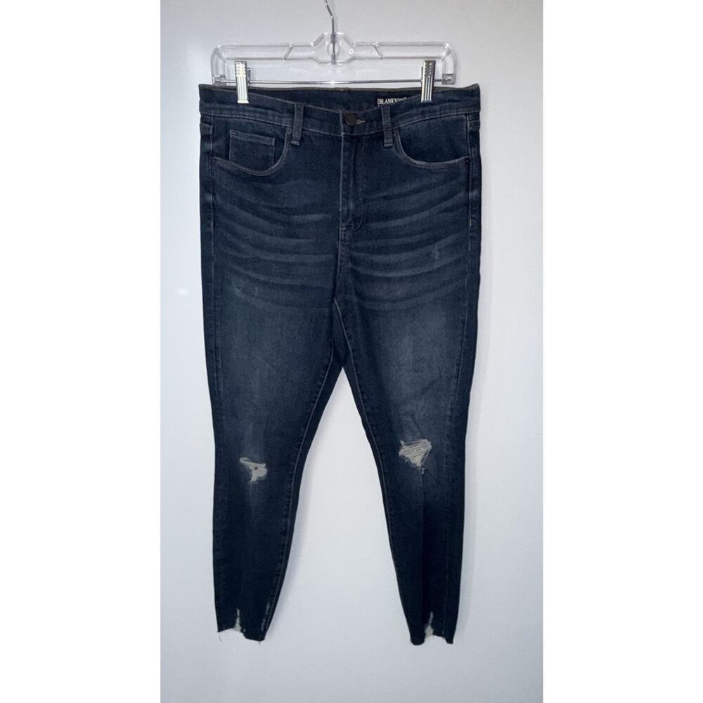 Blank NYC Women’s The Bond Mid Rise Skinny Fit Denim Blue Jeans Size 30 Raw Hem
